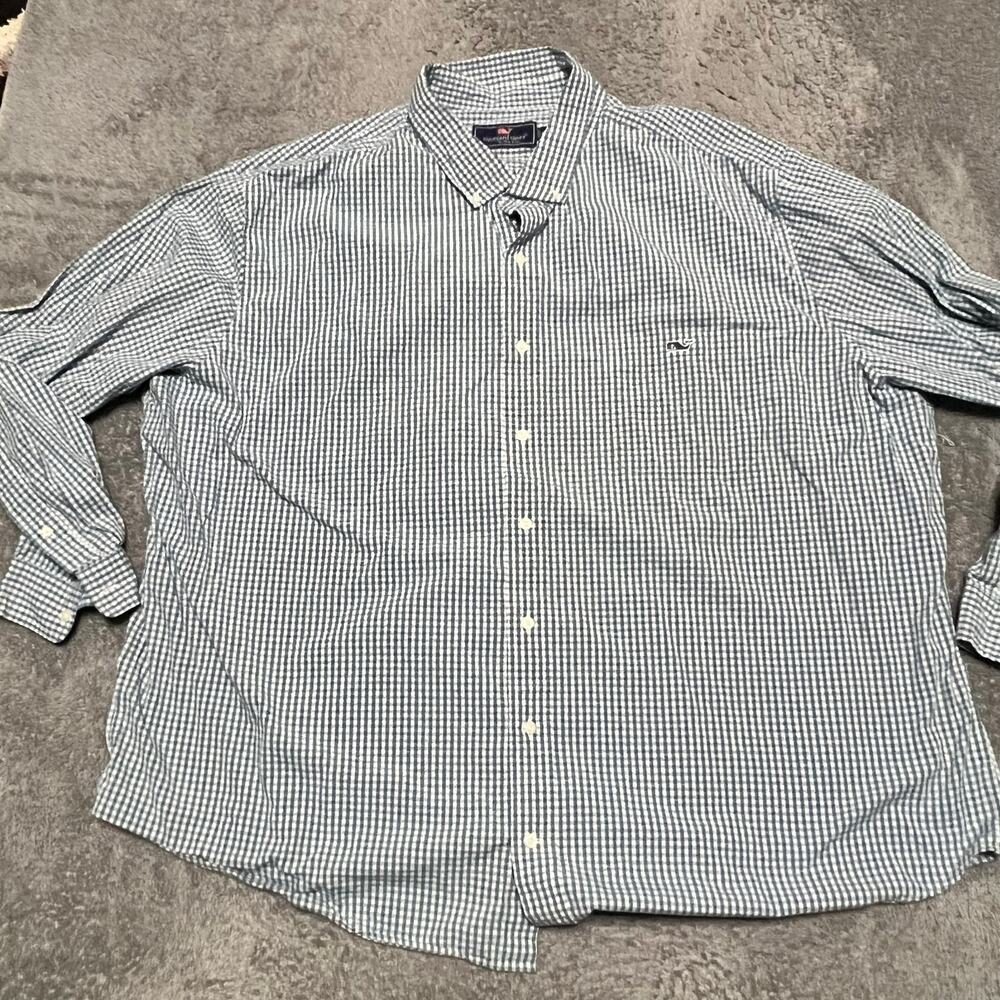 Vineyard Vines Shirt Mens 4XB Plaid Button Long Sleeve Plaid Blue